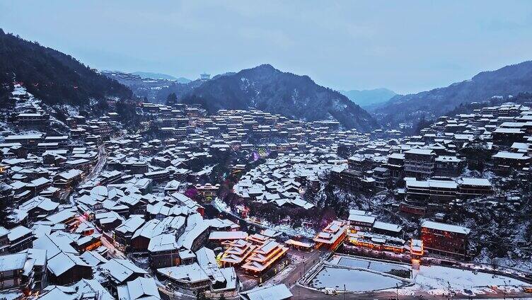 贵州西江千户苗寨雪天