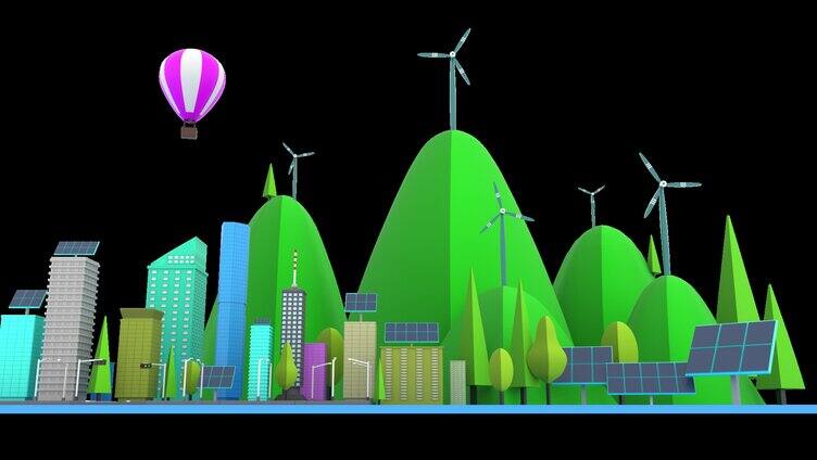 低碳减排环保太阳能三维动画