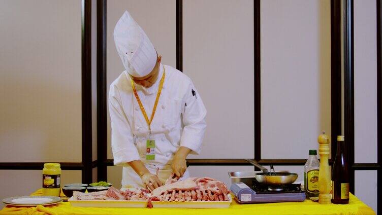 餐厅厨师制作美食食客用餐食物摆盘「组镜」