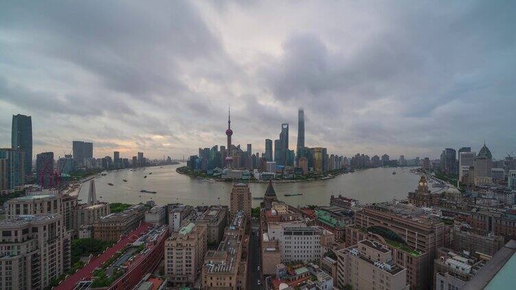 8K上海俯瞰陆家嘴中轴线 延时日出