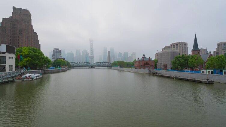 8K 上海陆家嘴外白渡桥 延时大雾日出