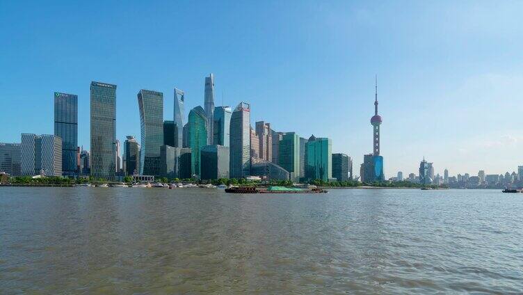 8K 上海北外滩拍摄陆家嘴 蓝天白云延时