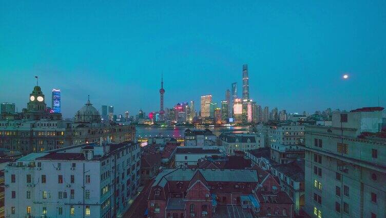 4K上海陆家嘴金融城外滩钟楼 延时日转夜