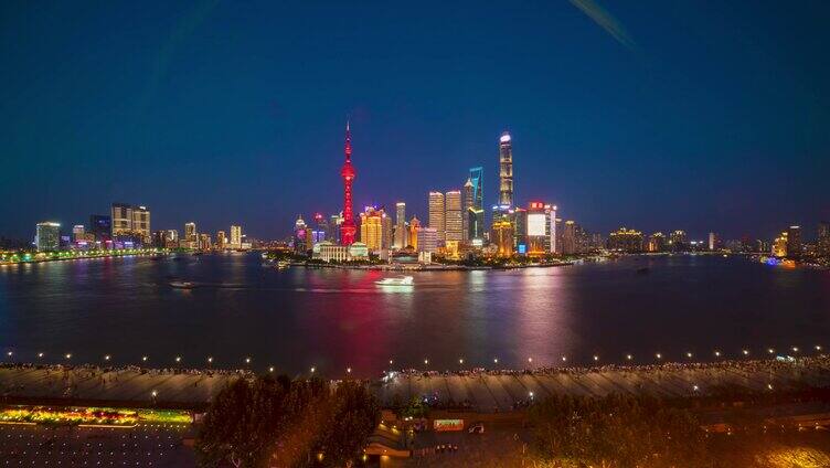 上海俯瞰陆家嘴外滩黄浦江 延时日转夜