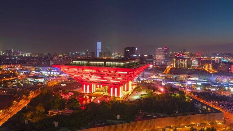 8K 上海中华艺术宫世博园俯瞰延时日转夜