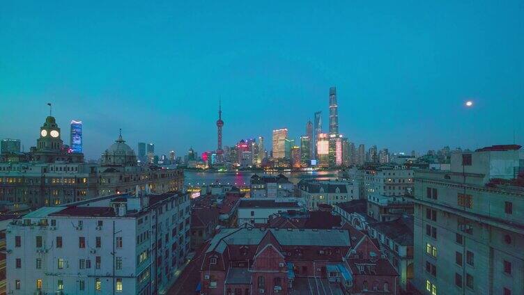 8K上海陆家嘴金融城外滩钟楼 延时日转夜