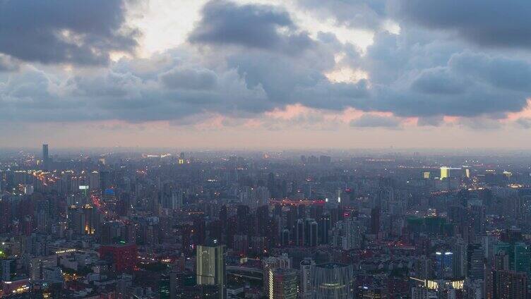 8K 上海城市天际线日落 延时