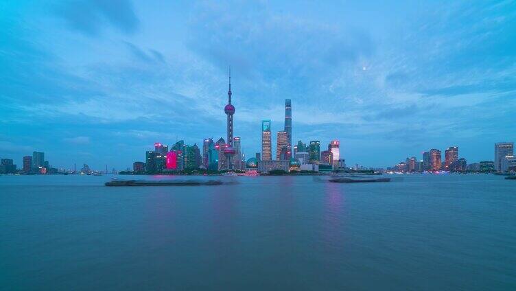 4K上海延时外滩陆家嘴金融城日出到夜晚