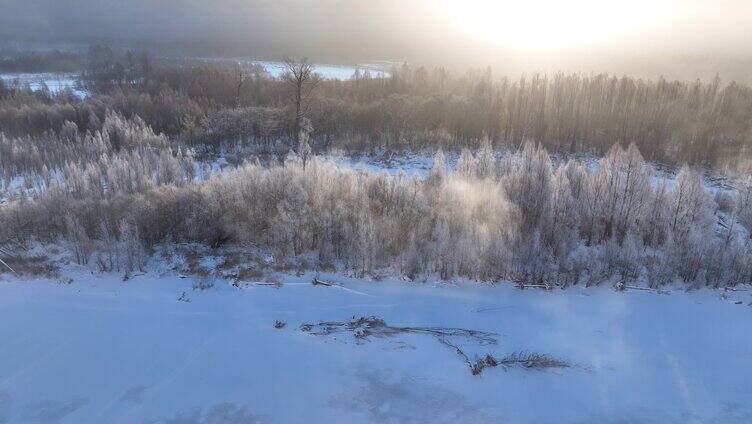 雪原冰河冻雾阳光