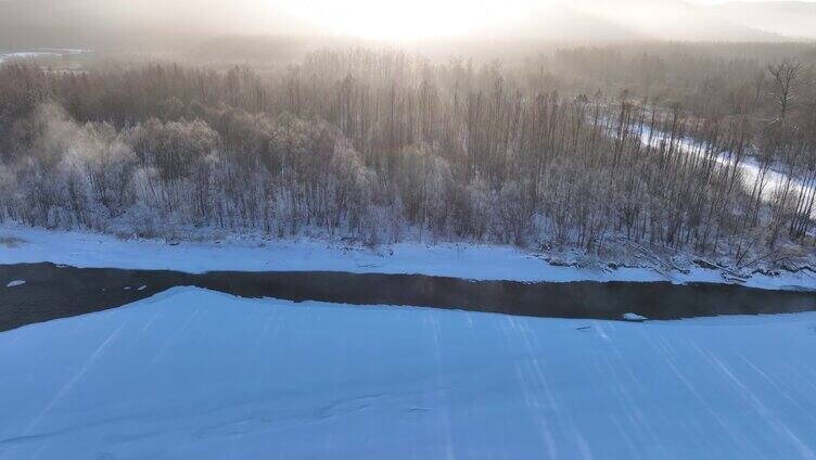 雪原冰河冻雾阳光