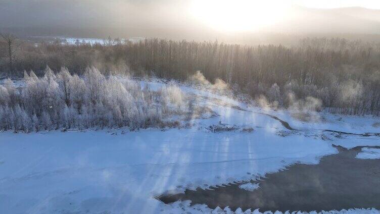 雪原冰河冻雾阳光