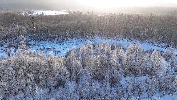 雪原冰河冻雾阳光