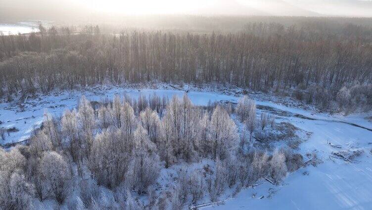 雪原冰河冻雾阳光