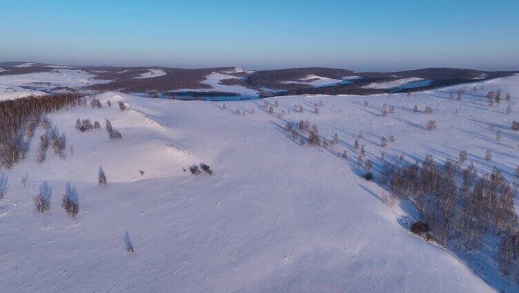 航拍呼伦贝尔雪域雪原