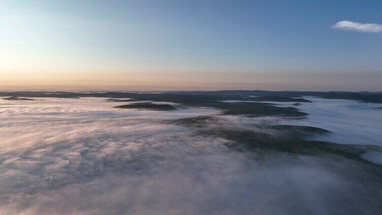 航拍黎明山川云海朝阳