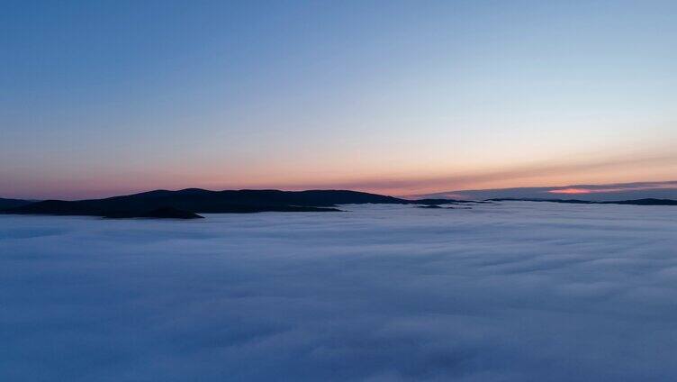 航拍黎明山川云海朝阳