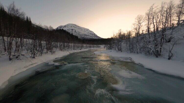 冬天雪景航拍素材