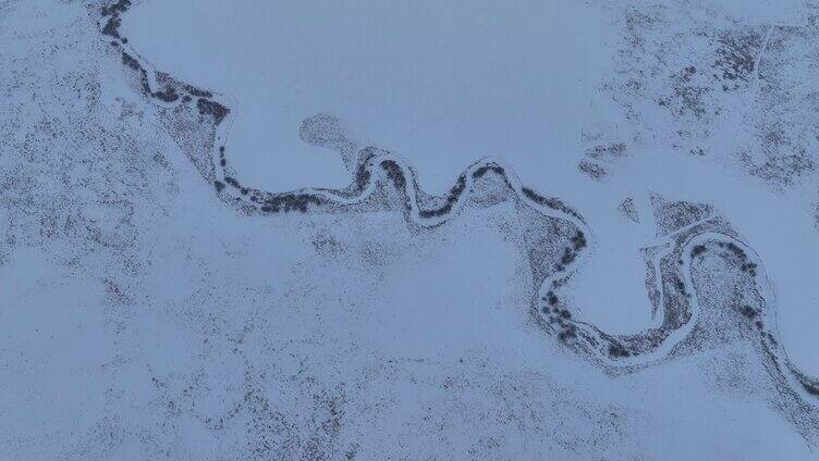 航拍内蒙古冬季雪原特泥河