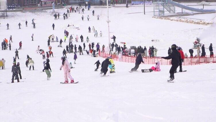 冬季雪上运动 雪场双板滑雪
