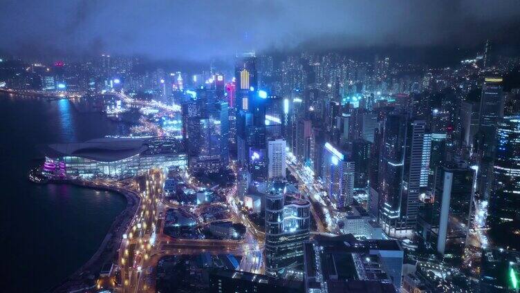 香港城市夜景4k-4