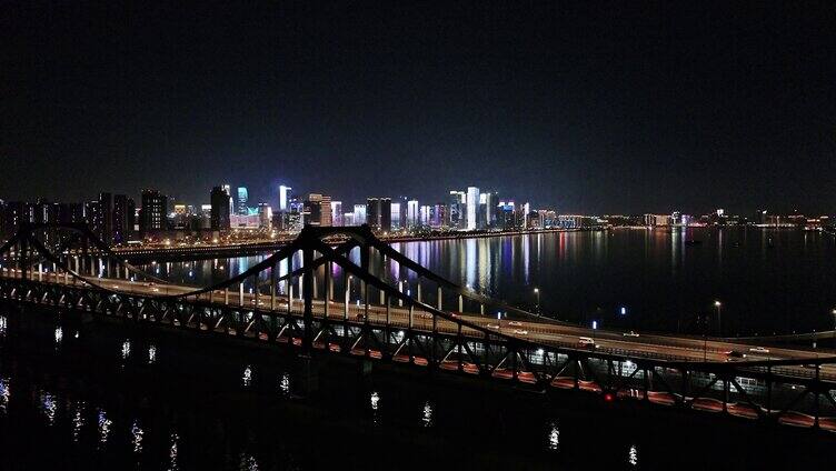 杭州彭埠大桥夜景航拍