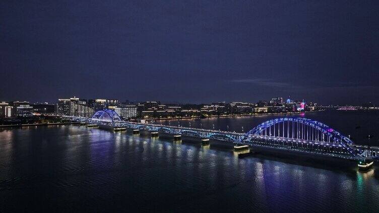 航拍杭州复兴大桥夜景