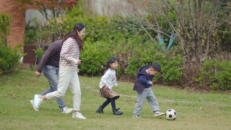 秋游户外足球父母陪伴关爱亲子游戏【组镜】