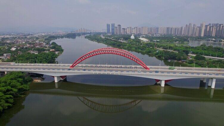 航拍漳州九龙江大桥景观