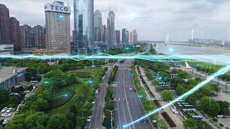 蓝色科技感数字城市