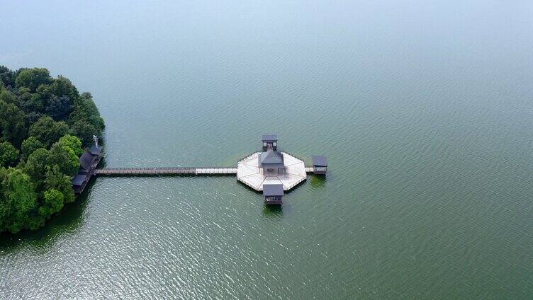 航拍仙女湖风景湖心亭景区风景全貌「组镜」