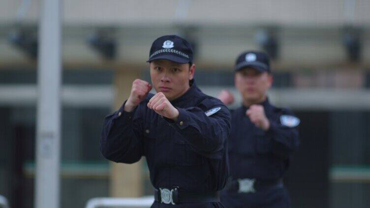 警察特警日常训练武术练习军体拳【组镜】