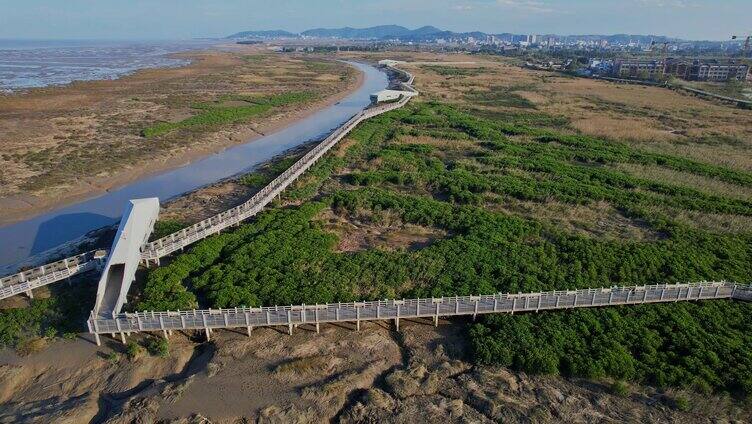 航拍福州闽江河口湿地公园