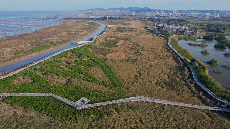 航拍福州闽江河口湿地公园