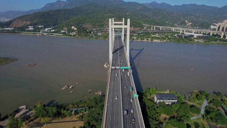 航拍福州魁浦大桥景观