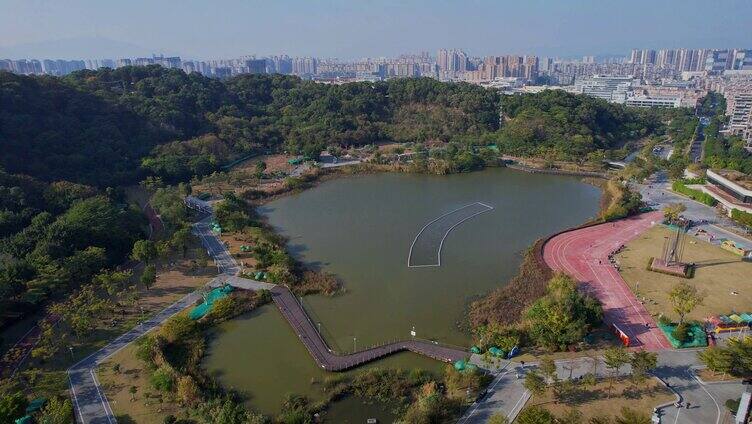 航拍福州飞凤山公园景观