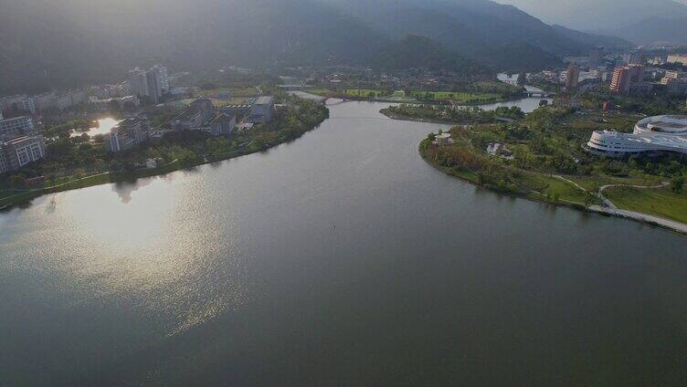 航拍福州旗山湖公园