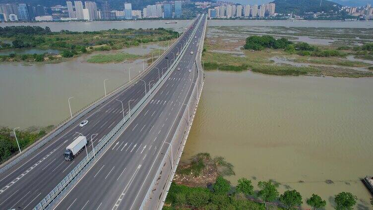 航拍福州三江口大桥