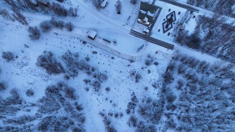 无人机鸟瞰林海雪原雪林