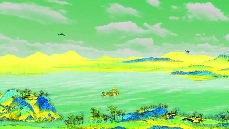 《千里江山图》动态浅色版 10K超宽屏