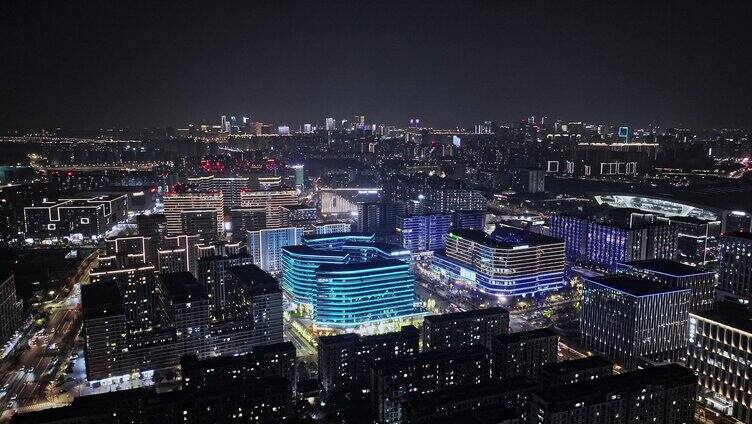 4K航拍杭州东站枢纽商务区夜景