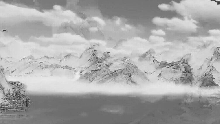 《千里江山图》动态黑白版10K超宽屏