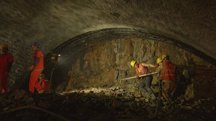工人测量隧道 建筑 隧道 挖掘 「组镜」