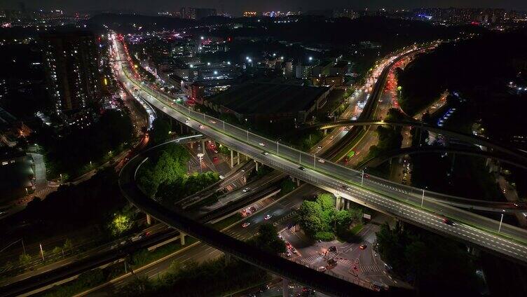 深圳夜景夜晚高架车流城市交通「组镜」