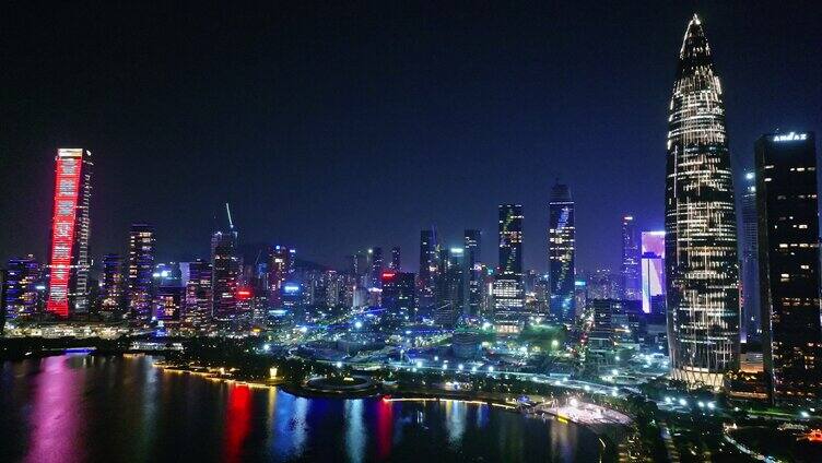 深圳湾地标南山区春笋大厦夜景「组镜」