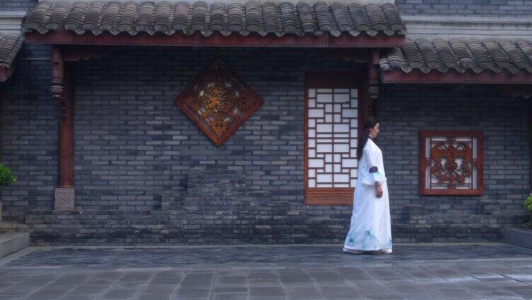 古典古风古装中国风女子公园散步【组镜】