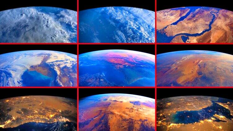 4K太空俯瞰带通道旋转地球9段