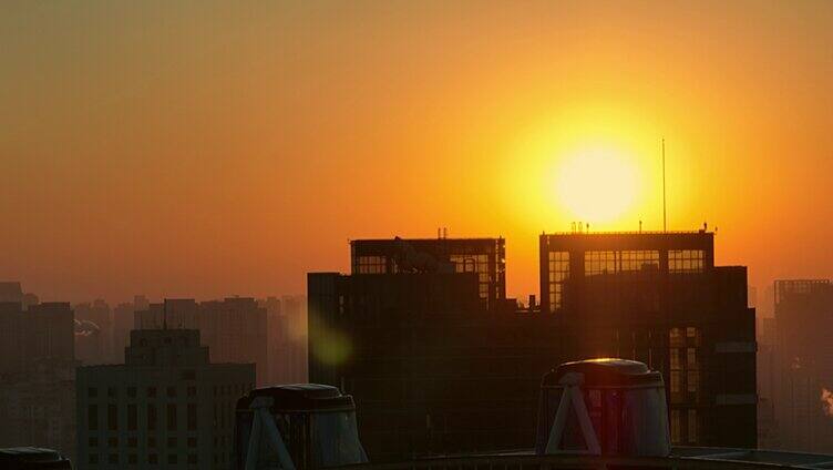 天津地标建筑天津之眼清晨日出航拍 6