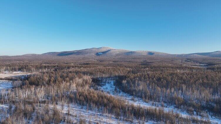 航拍大兴安岭国有林冬季雪景