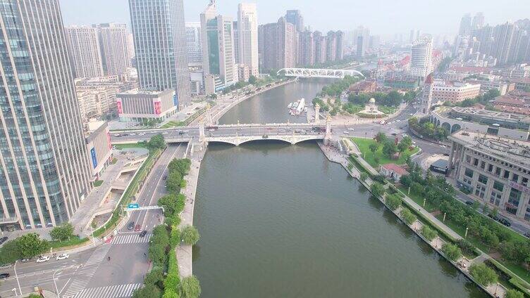 天津海河北安桥航拍延时摄影