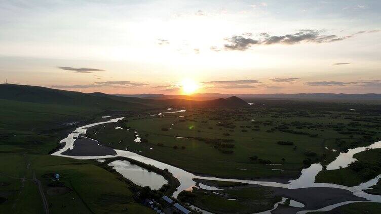 内蒙古额尔古纳市亚洲第一湿地黄昏 